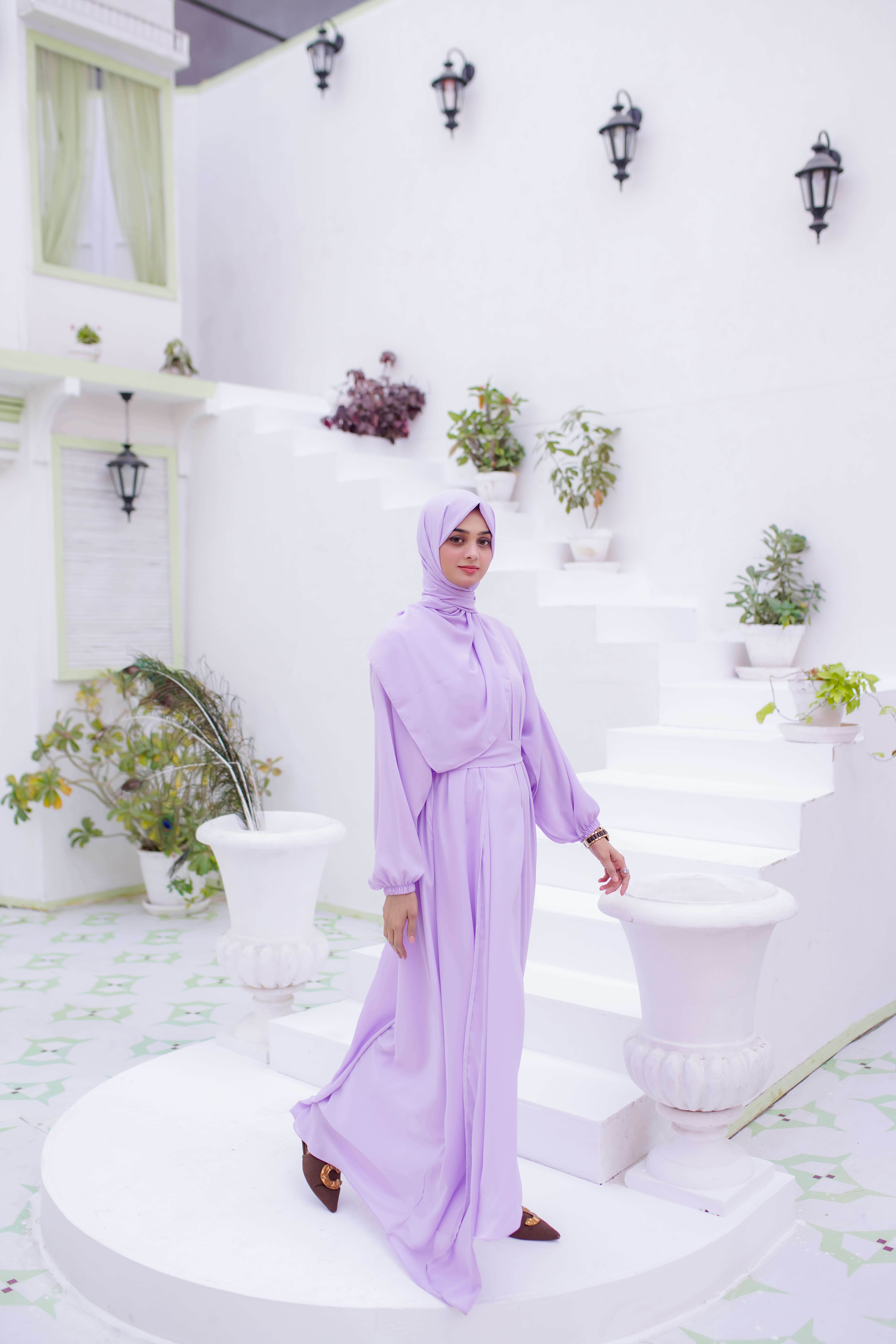 Lilac Open Abaya - Image 4