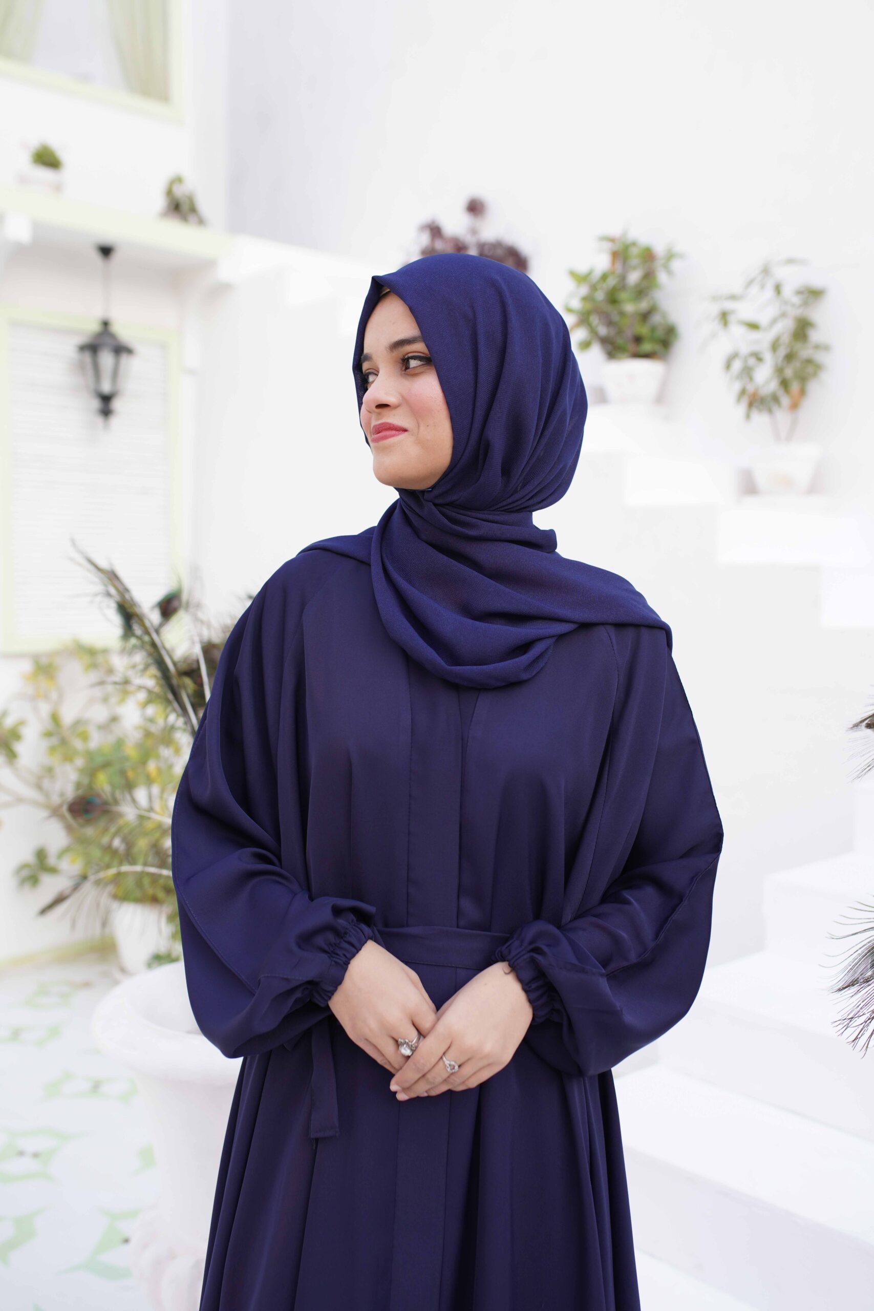 Deep Navy Flared Abaya - Image 2